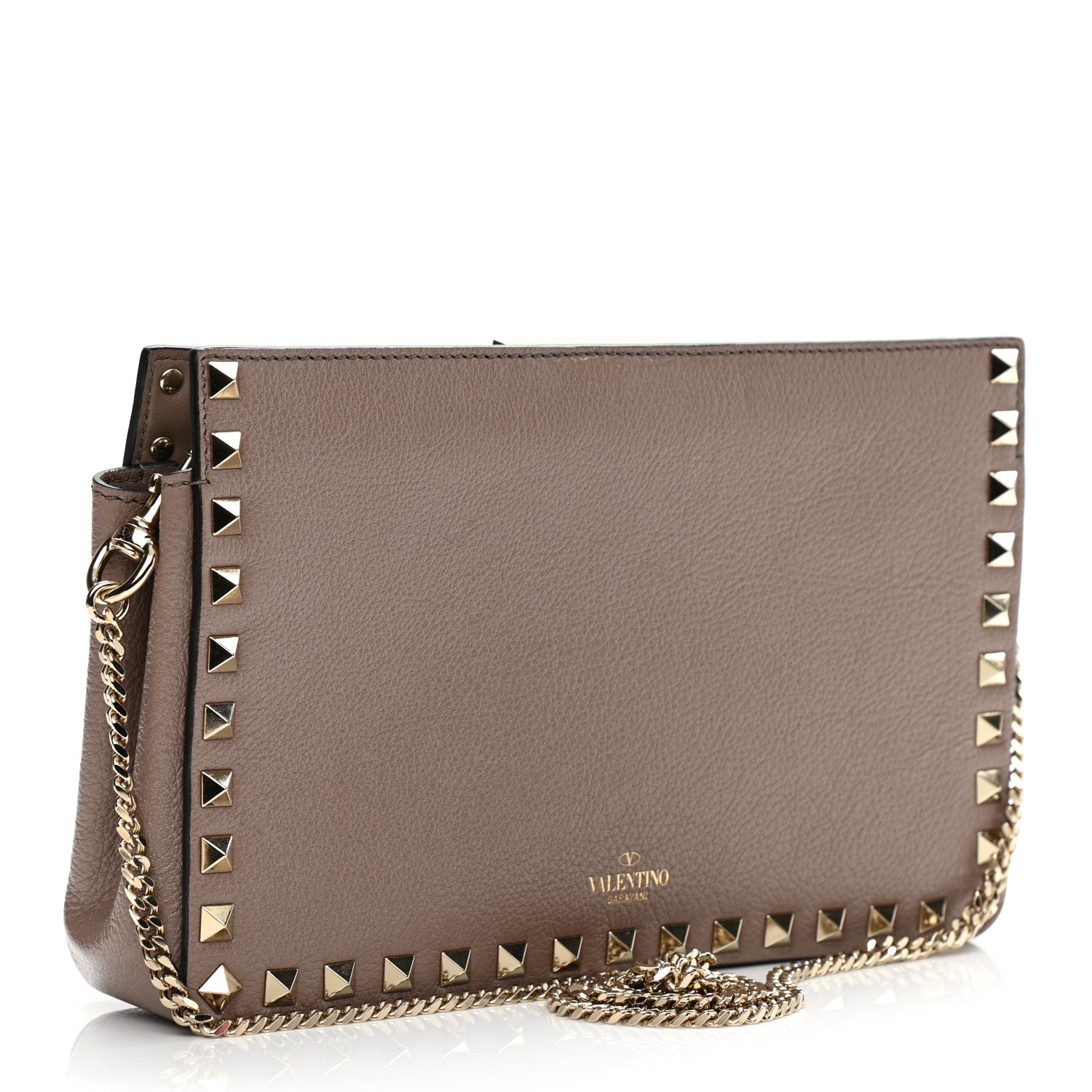 Valentino Garavani Calfskin Rockstud Mini Chain Shoulder Bag Poudre 3 of 10