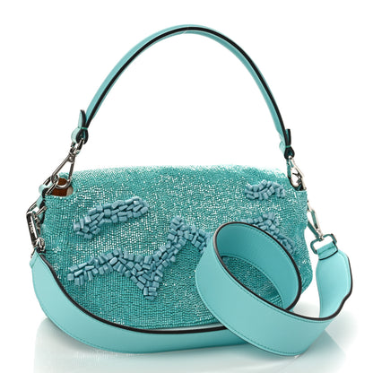 Fendi Rolling Stone Vitello Seta Bead Embroidered Re-Edition Baguette Spring Turquoise 3 of 8