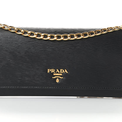 Prada Vitello Move Metal Oro Chain Wallet Black 8 of 10
