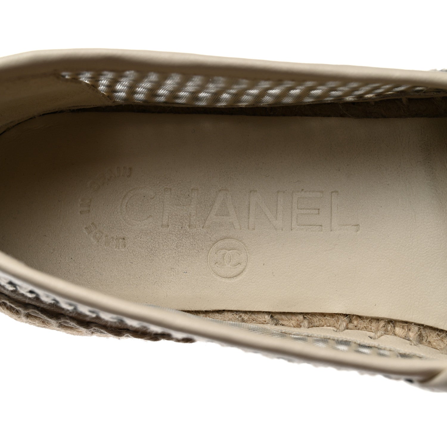 Chanel Mesh Grosgrain CC Espadrilles 36 Beige Black 6 of 11