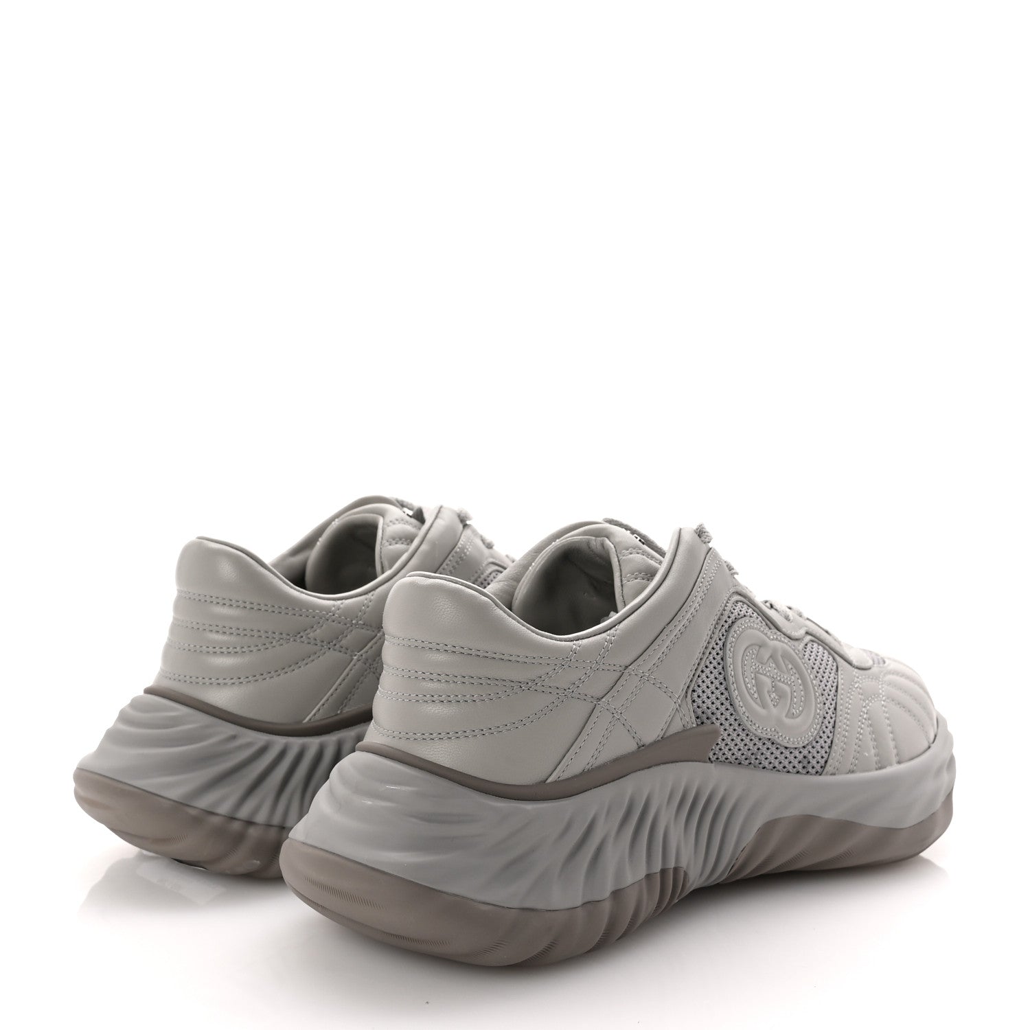 Gucci New Nappa Sombre Interlocking G Ripple Mens Platform Sneakers 8 Grey Sky 5 of 9