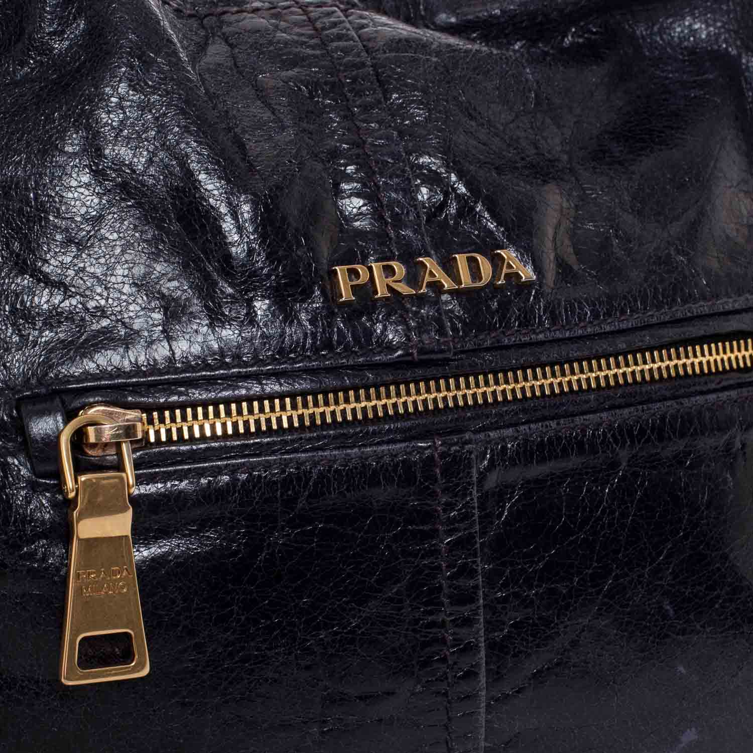 Prada Vitello Shine Hobo Nero Black 4 of 12