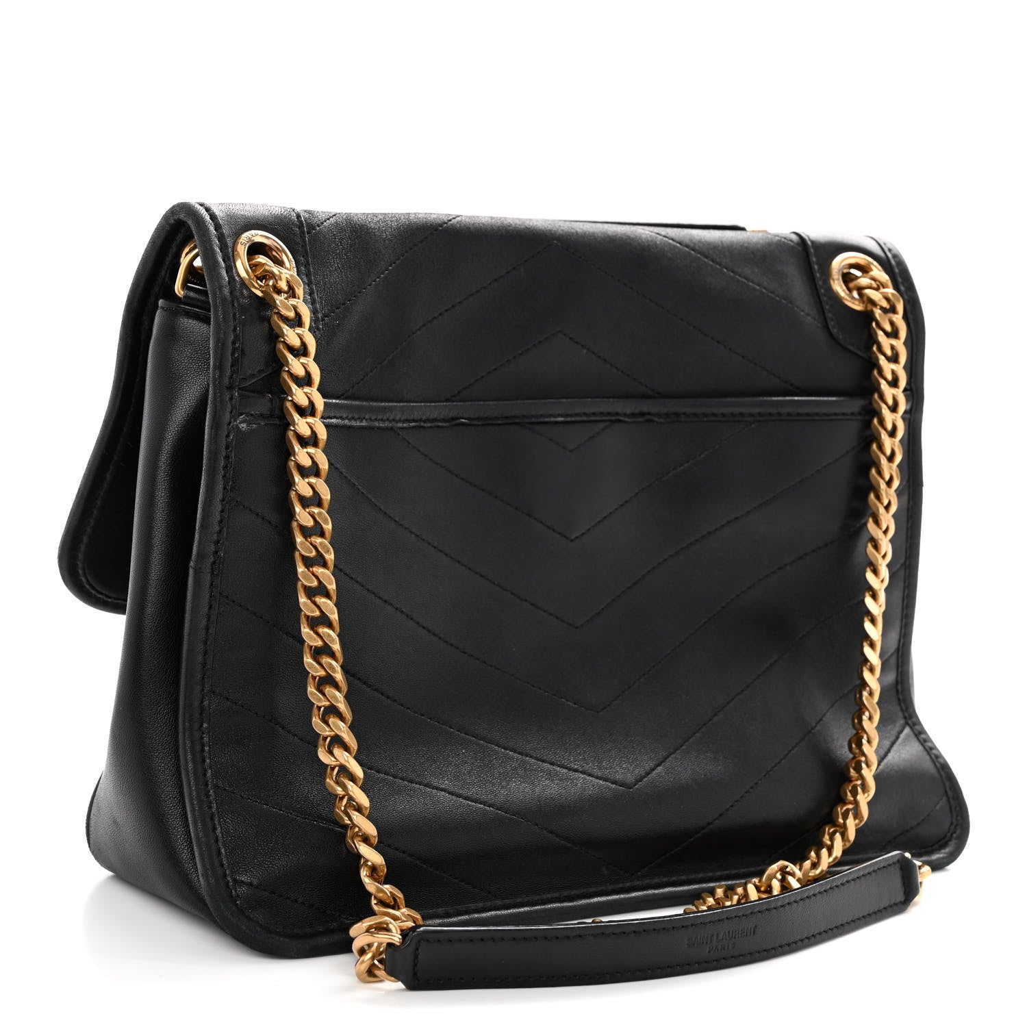 Saint Laurent Lambskin Matelasse Monogram Medium Niki Chain Satchel Black 2 of 8