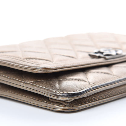 Chanel Metallic Calfskin Quilted Boy Wallet On Chain WOC Gold 9 of 18