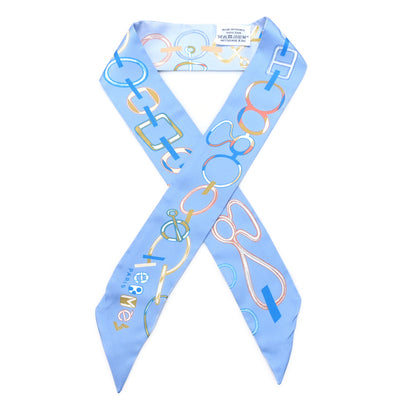 Hermes Silk Do Re Boucles Twilly Bleu Ciel Blue Cob 1 of 5