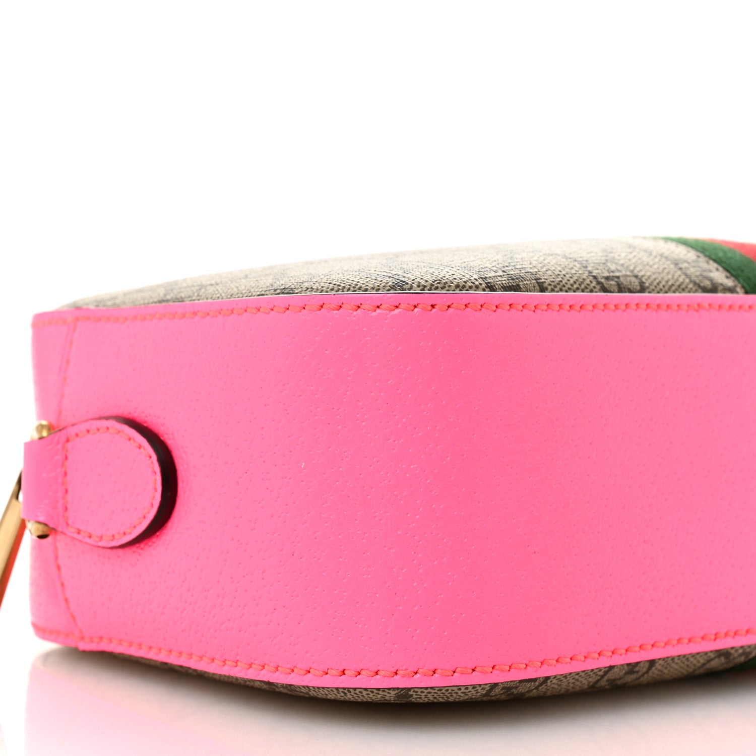 Gucci GG Supreme Monogram Textured Dollar Calfskin Web Ophidia Small Crossbody Bag Beige Ebony Fuchsia 9 of 13