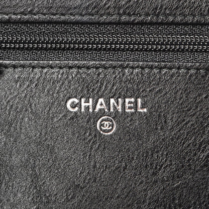 Chanel Crumpled Calfskin Quilted Wallet On Chain WOC So Black 6 of 8