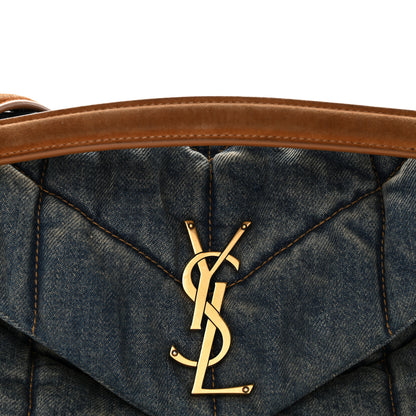 Saint Laurent Denim Quilted Small Loulou Puffer Monogram Chain Satchel Blue Cinnamon 8 of 12