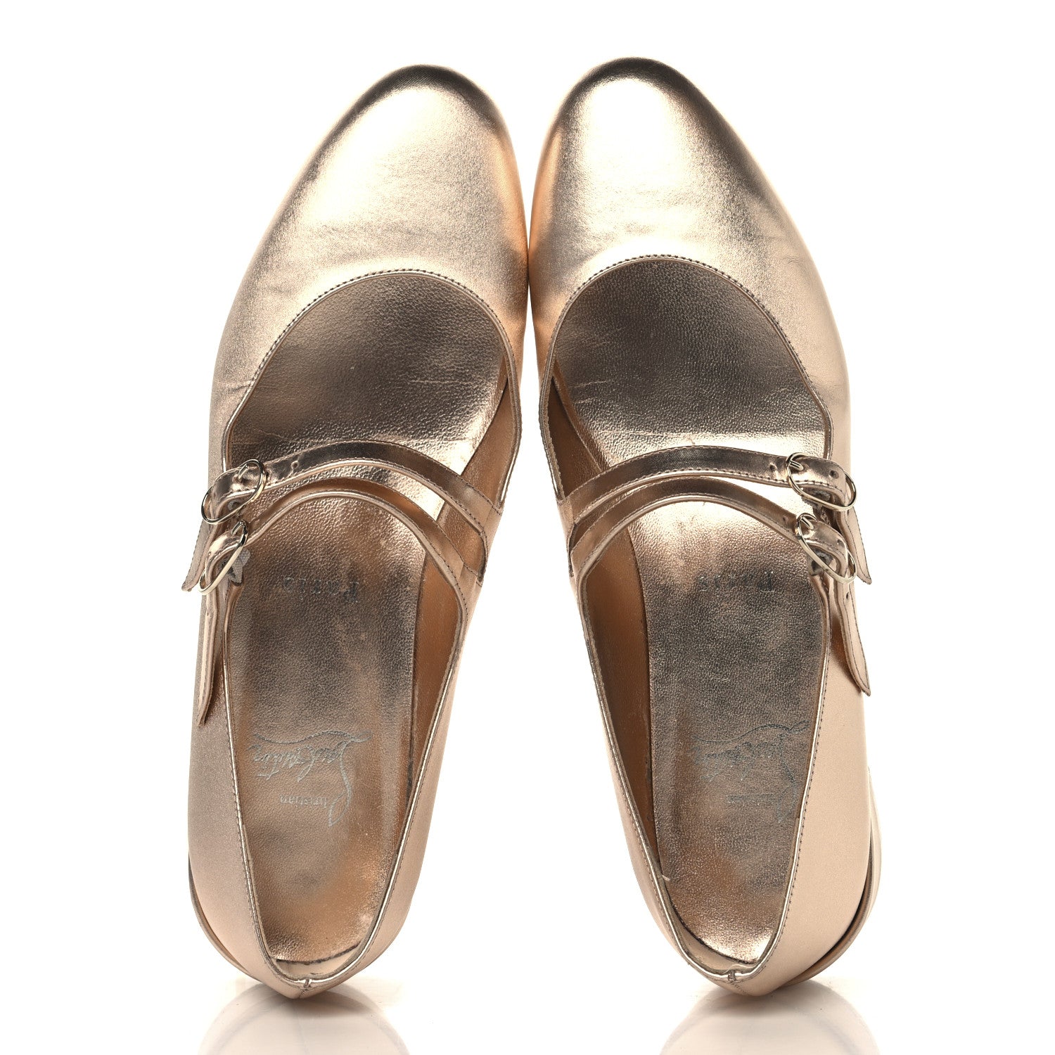 Christian Louboutin Calf Laminato Satin Sweet Jane Flats 36 Leche 2 of 8