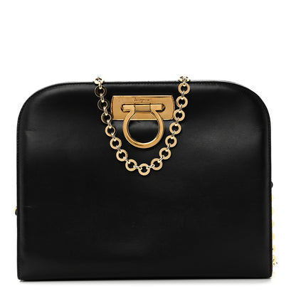 Salvatore Ferragamo Calfskin Diana Chain Shoulder Bag Black 1 of 10