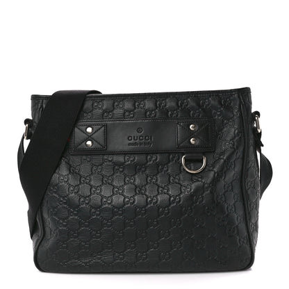Gucci Guccissima Flat Messenger Bag Black 1 of 13