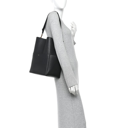 Celine Soft Grained Calfskin Sangle Bucket Bag Black 2 of 9