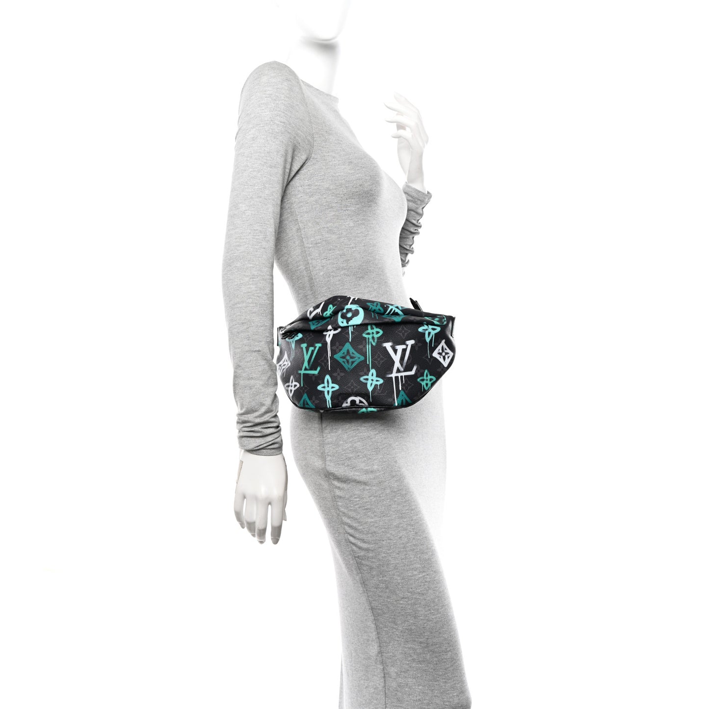 Monogram Eclipse LV Graffiti Discovery Bumbag Green Lights