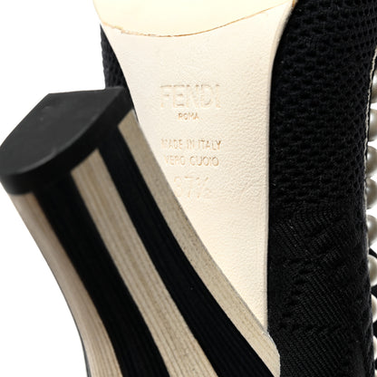 Fendi Stretch Fabric Pearl Embellished Openwork Rockoko 105mm Sock Boots 37.5 Black 7 of 8