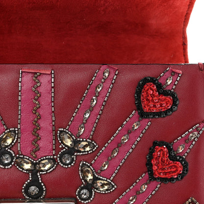 Valentino Garavani Vitello Crystal Loveblade Embellished Mini Glam Lock Rockstud Flap Rubino 10 of 14