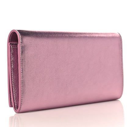 Saint Laurent Metallic Calfskin Classic Monogram Cassandre Wallet New Azalea 3 of 7