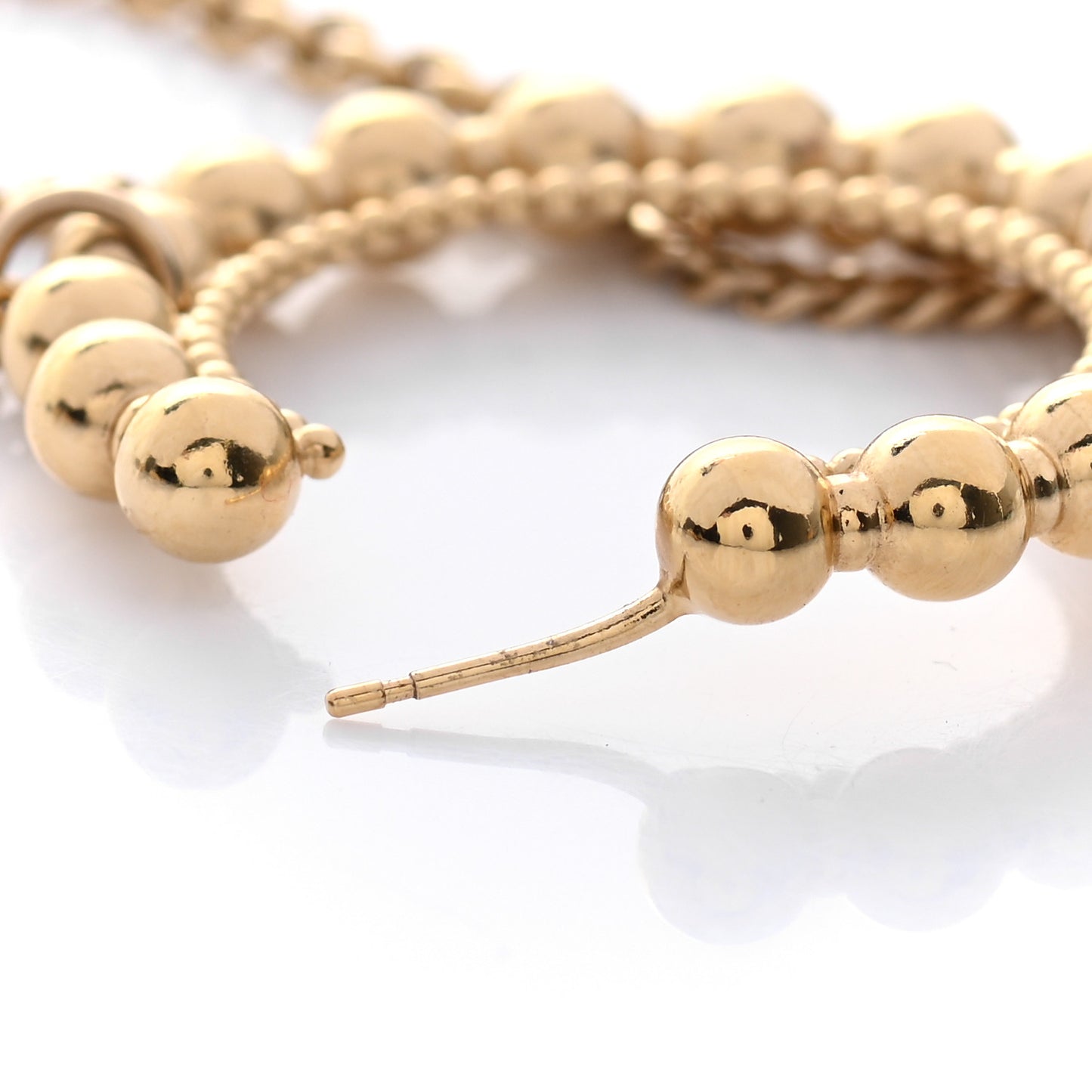 Metal Bead Round CC Hoop Earrings Gold
