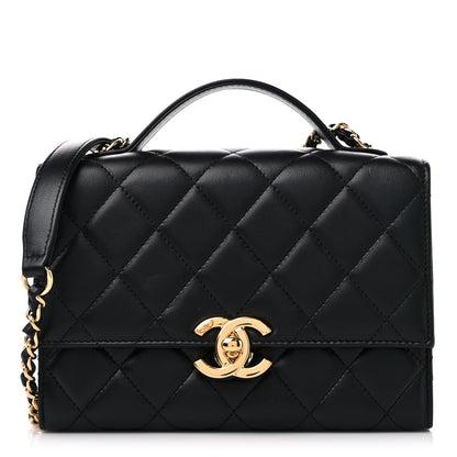 Chanel Lambskin Quilted Mini Golden Plate Flap Black 1 of 10