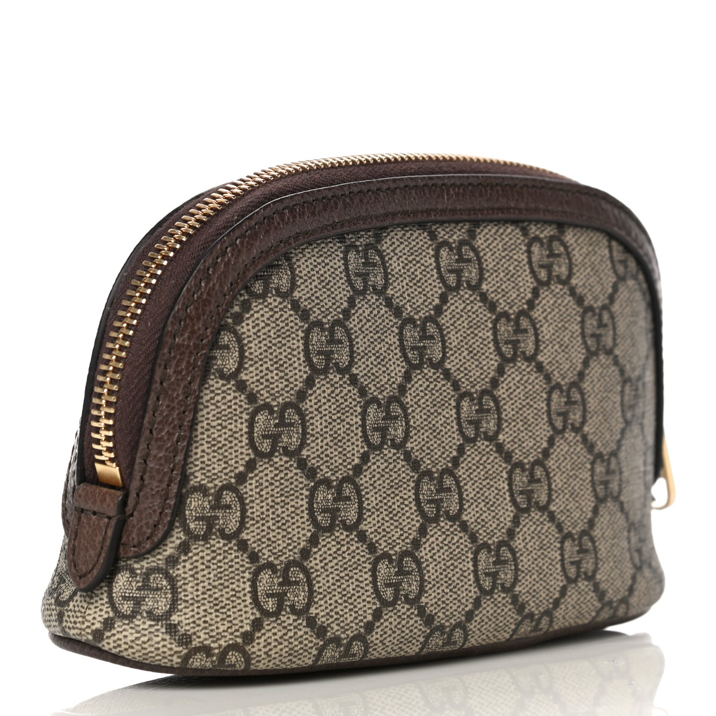 GG Supreme Monogram Textured Calfskin Web Medium Ophidia Cosmetic Case Beige Ebony New Acero