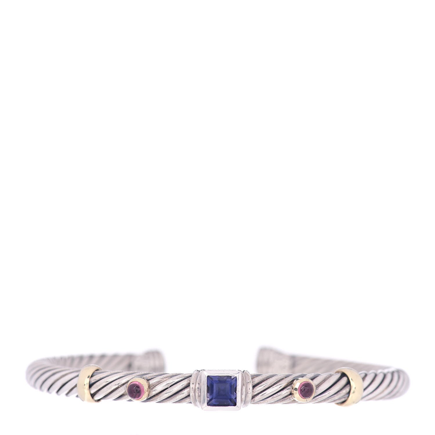 David Yurman Sterling Silver 14K Yellow Gold Iolite Tourmaline 5mm Renaissance Bracelet 1 of 4