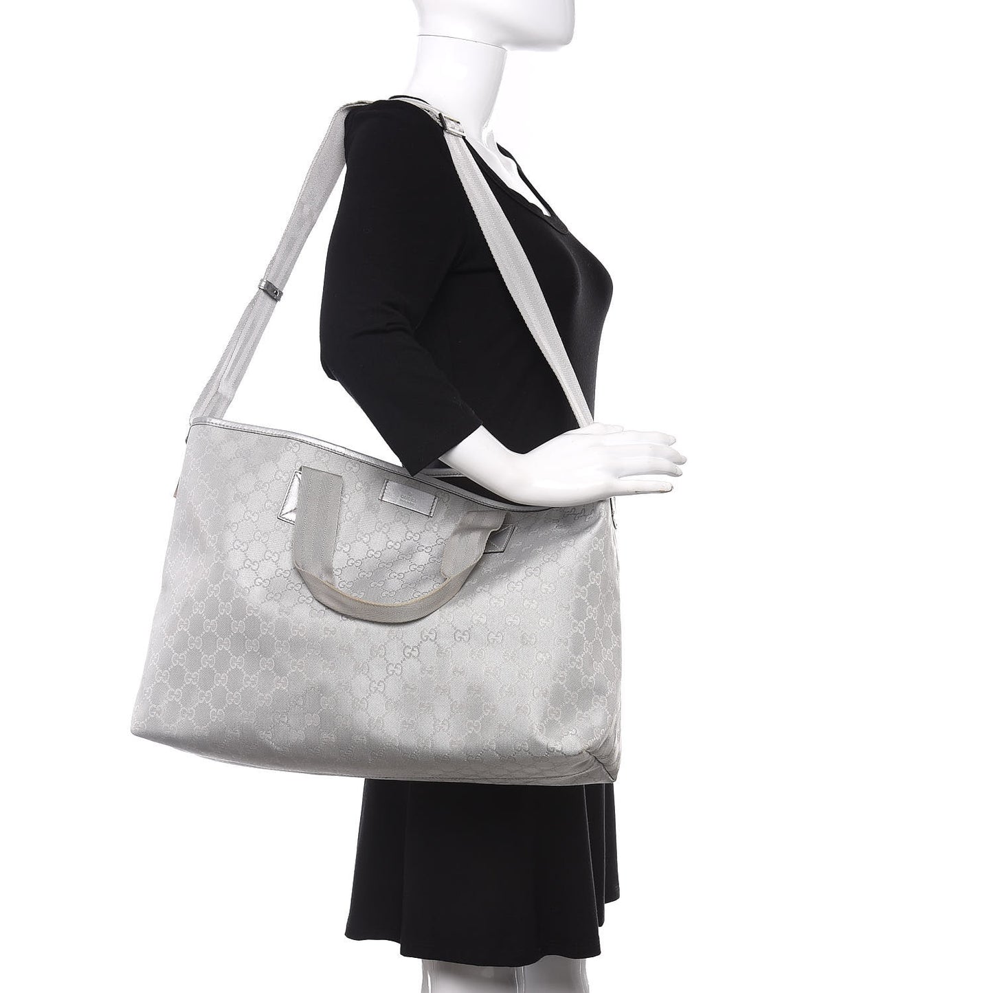 Metallic Monogram Travel Bag Silver