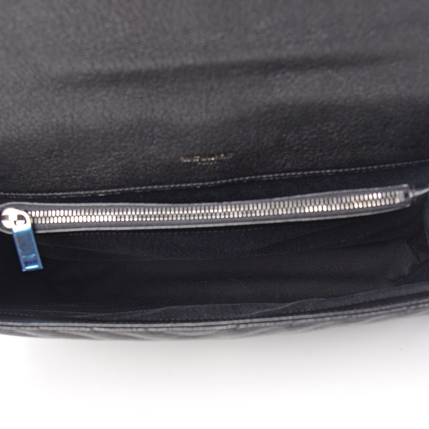 Sheepskin Matelasse Chevron Monogram Large College Satchel Black