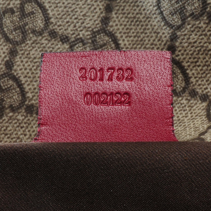 Gucci GG Plus Monogram Medium Double Buckle Flap Messenger Bag Beige Red 7 of 7