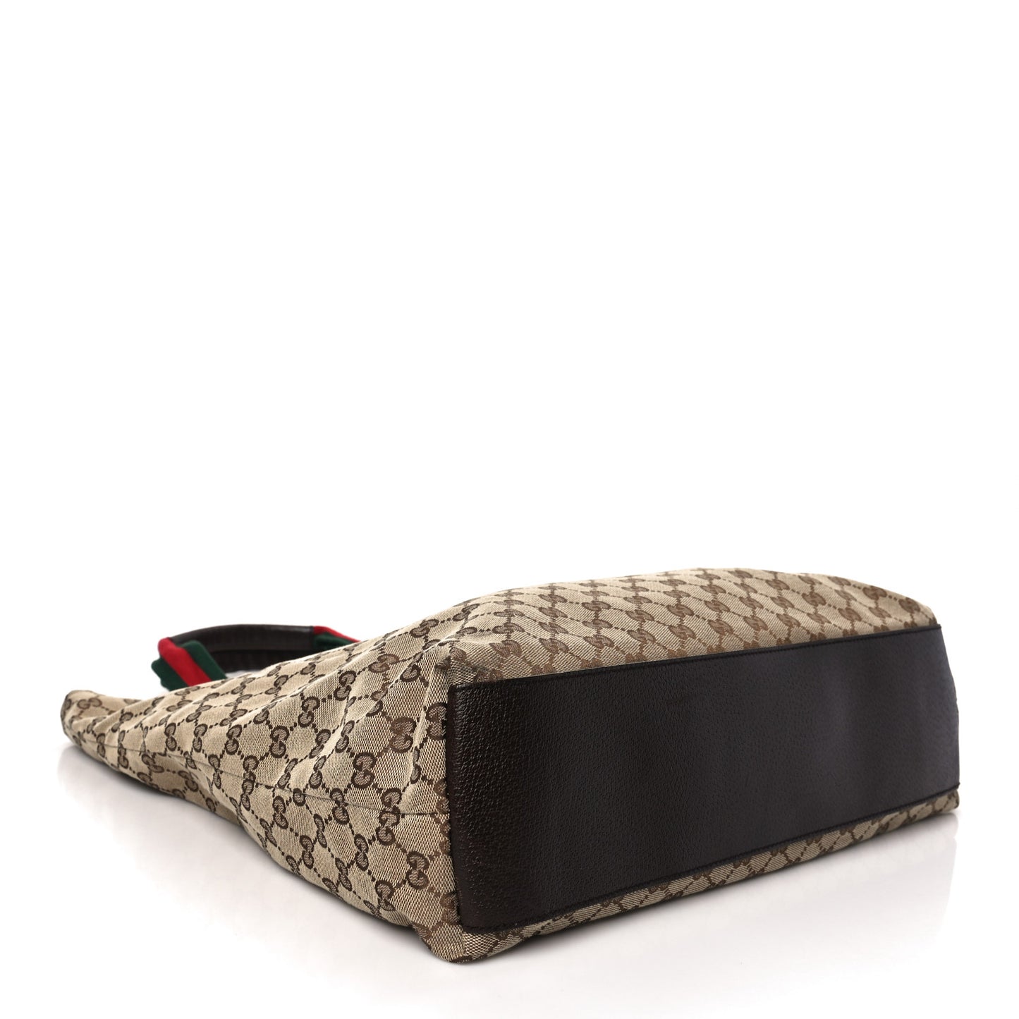 GG Monogram Large Web Handle Vertical Tote Dark Brown