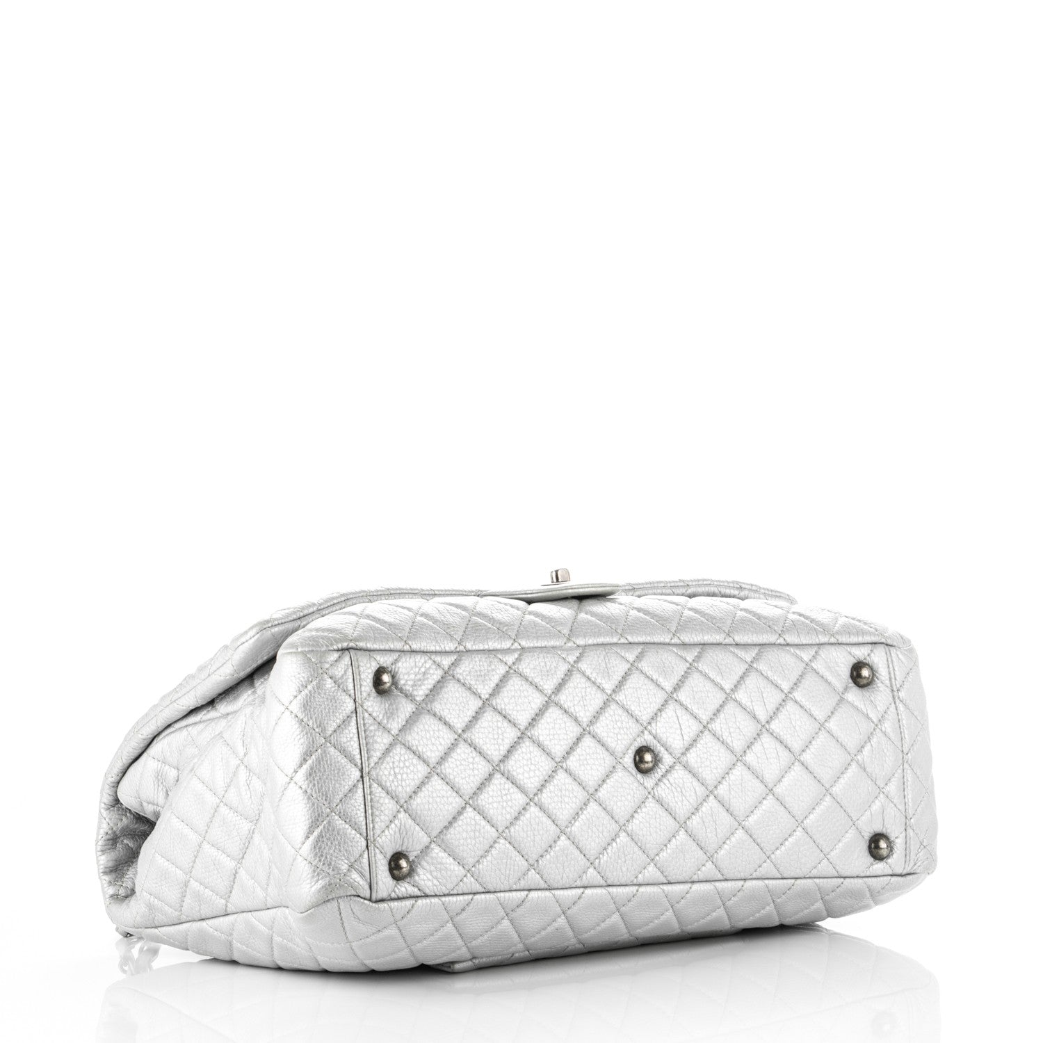 Chanel Metallic Calfskin XXL Travel Flap Bag Silver 4 of 8