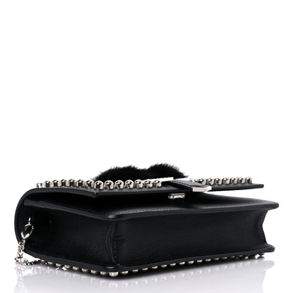 Fendi Vitello Elite Mink Fur Studded Karlito Tube Wallet on Chain Black 4 of 11