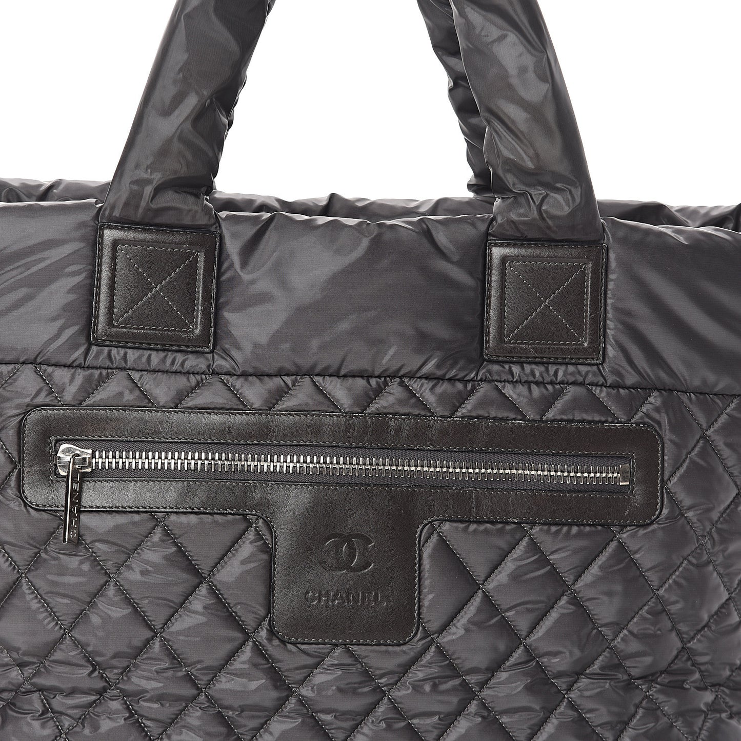 Nylon Quilted Large Coco Cocoon Tote Grey