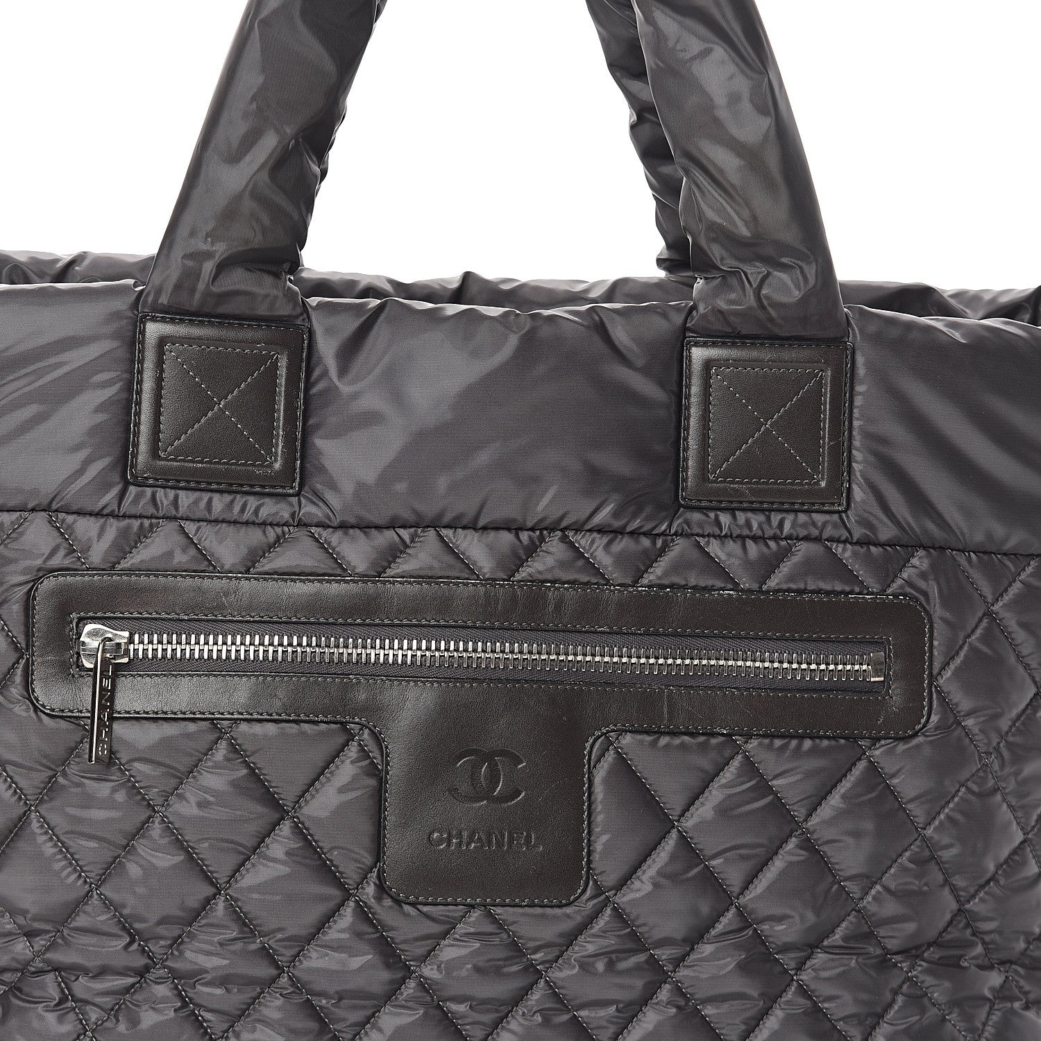 Chanel Nylon Quilted Large Coco Cocoon Tote Grey 6 of 8