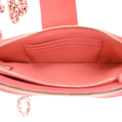 Chanel Caviar Quilted CC Box Clutch With Chain Coral 5 of 15