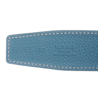 Hermes Box Togo 32mm Reversible Belt Strap 95 Noir Blue Jean 3 of 4
