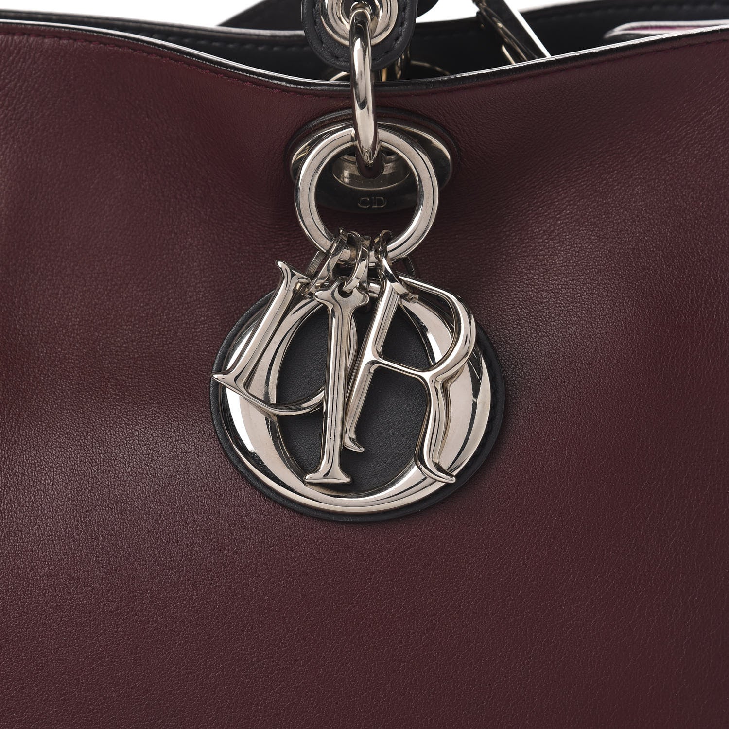 Christian Dior Smooth Calfskin Medium Diorissimo Burgundy Pink Black 13 of 13