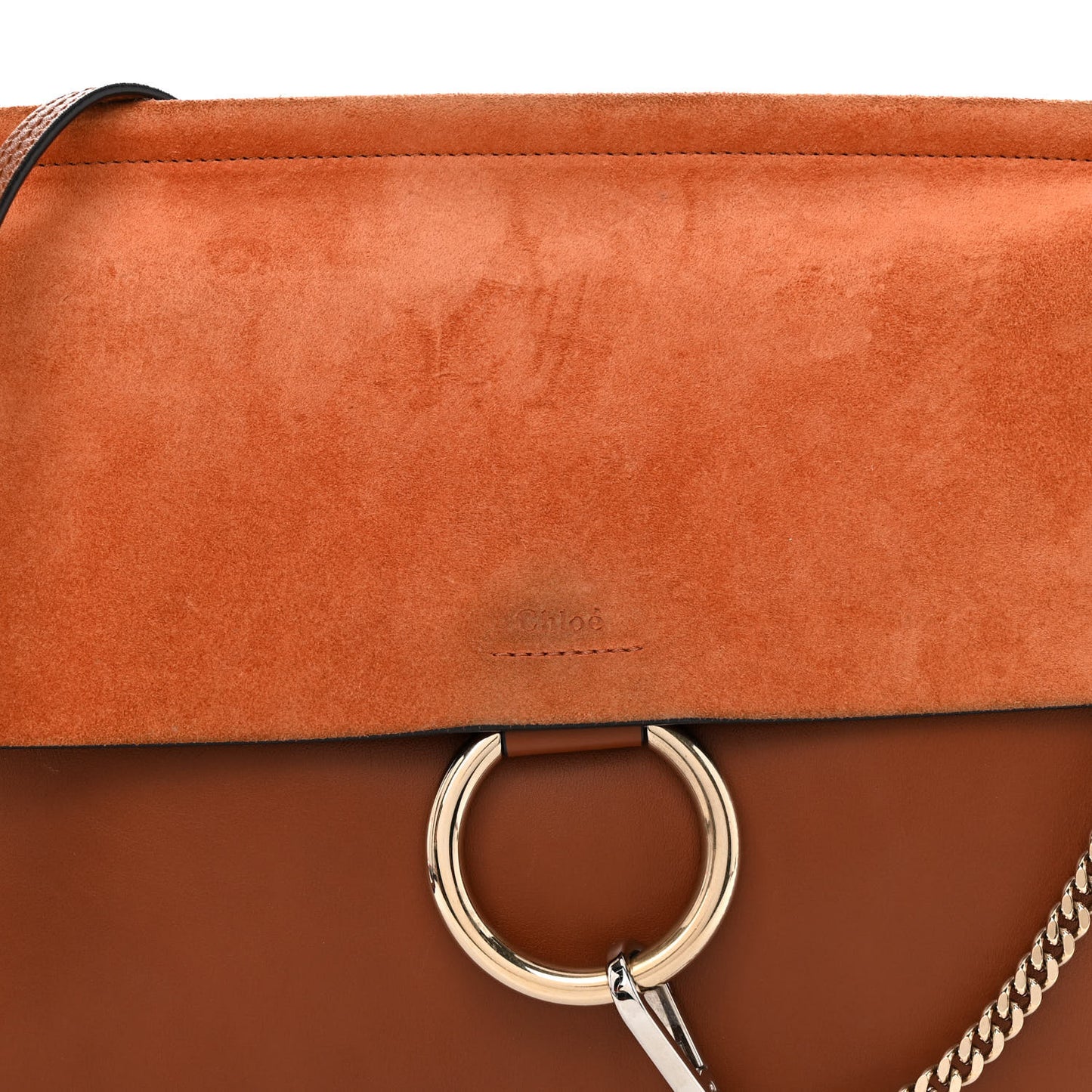Suede Calfskin Medium Faye Shoulder Bag Tobacco