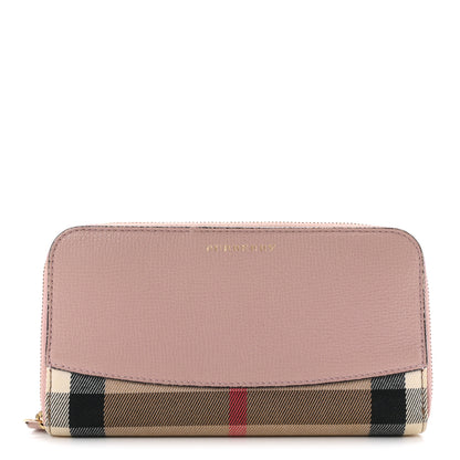 Burberry Grainy Calfskin House Check Elmore Zip Around Wallet Mauve Pink 1 of 9