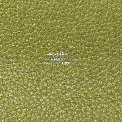 Hermes Taurillon Clemence Market Drawstring 18 Vert Anis 6 of 12