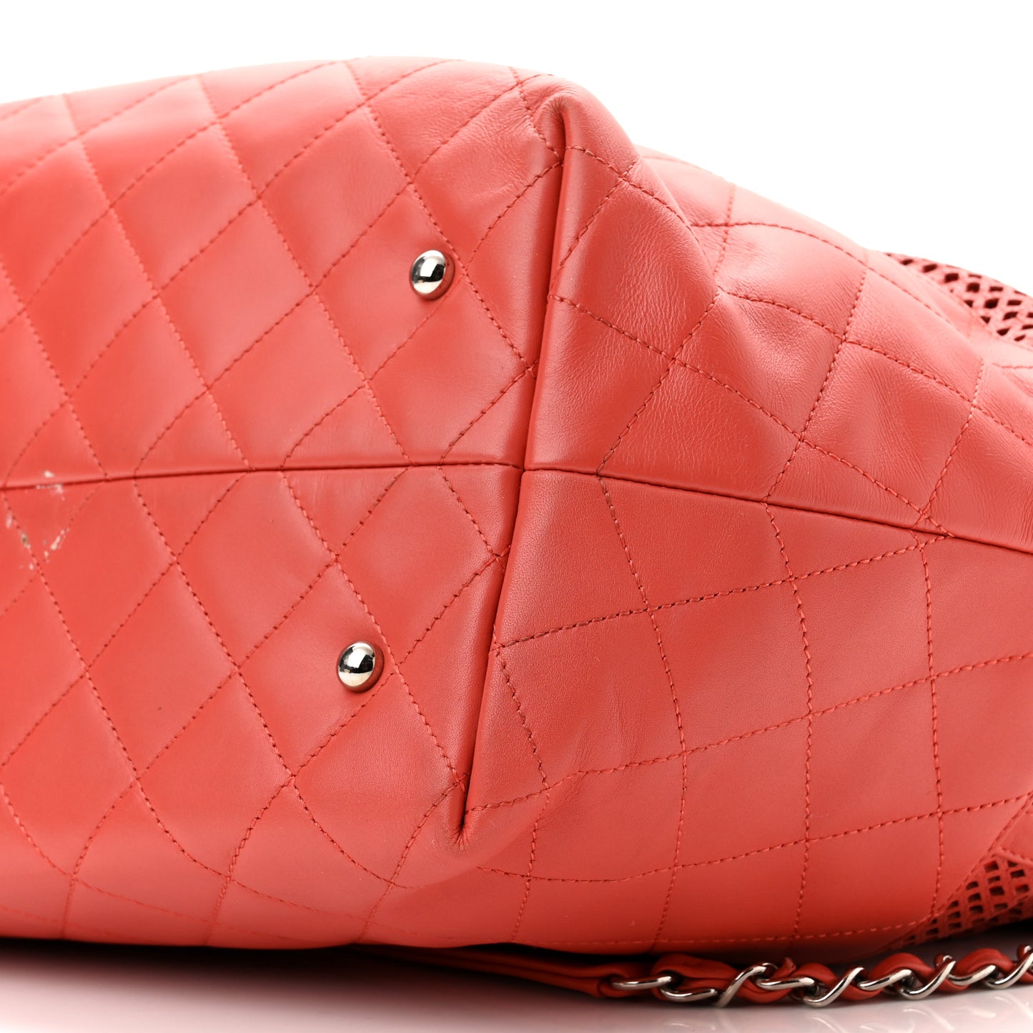 Calfskin Perforated Up In The Air North South Tote Red