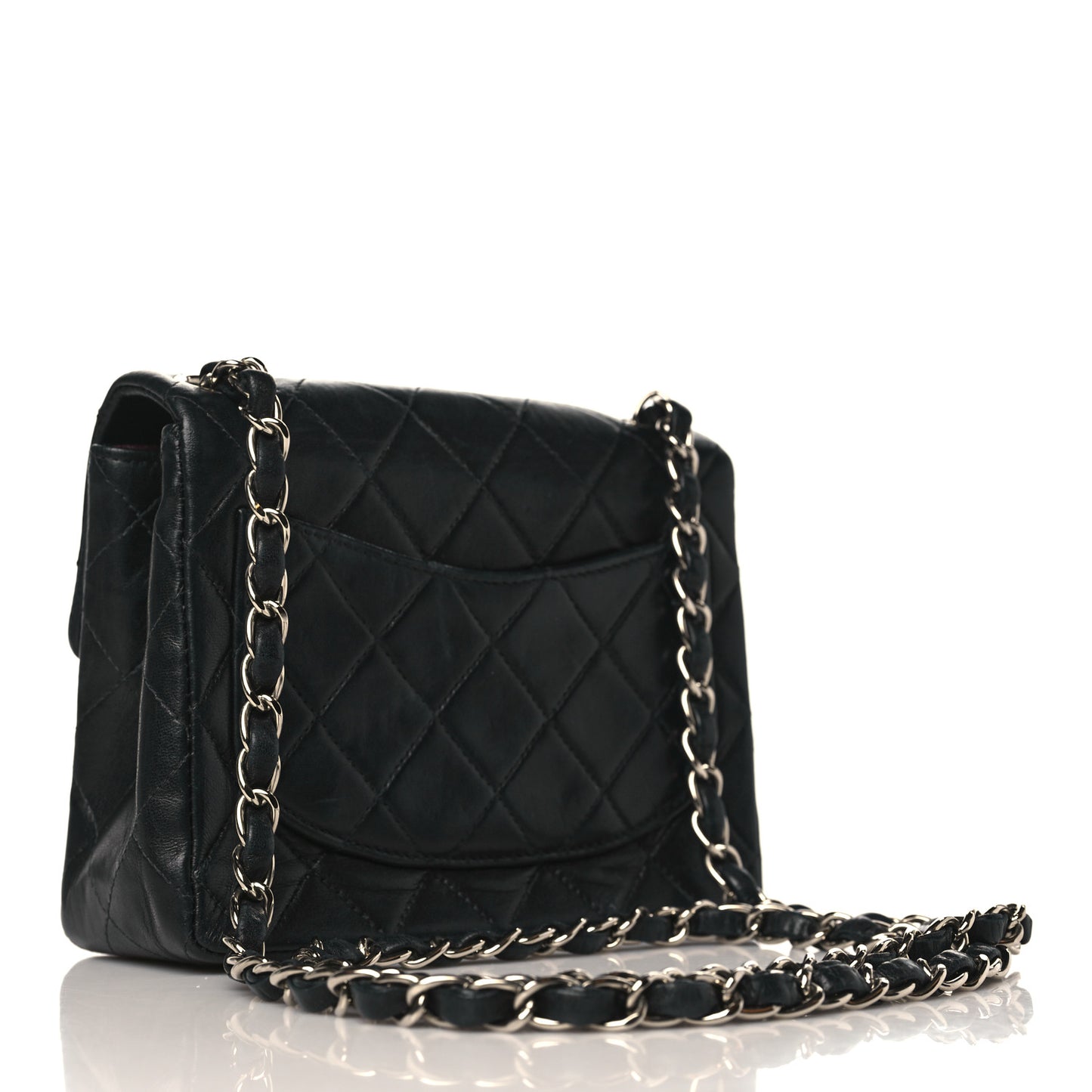 Lambskin Quilted Mini Square Flap Bag Black