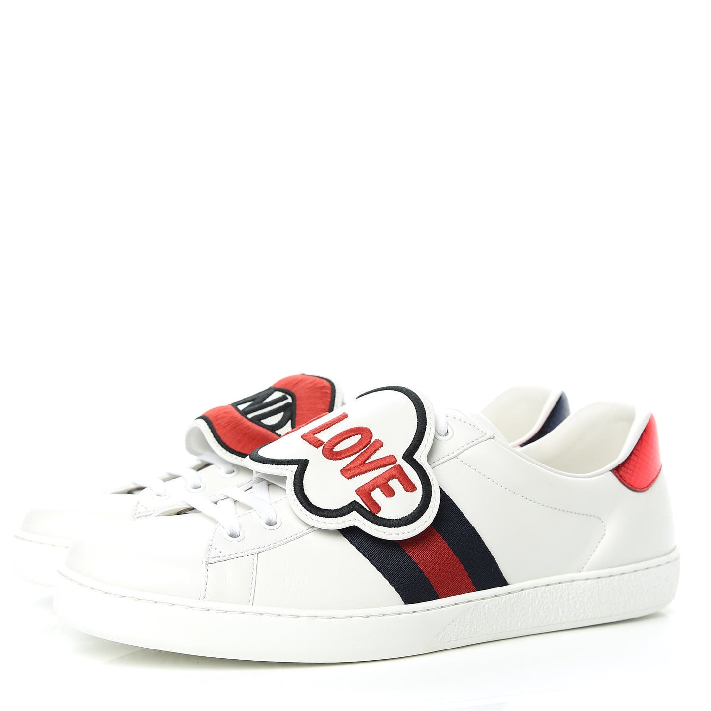 Calfskin Ayers Web Blind for Love Embroidered Mens Ace Sneakers 11.5 White