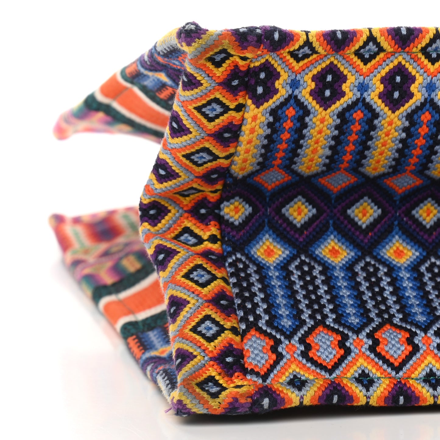 Canvas Embroidered Large Book Tote Orange Multicolor