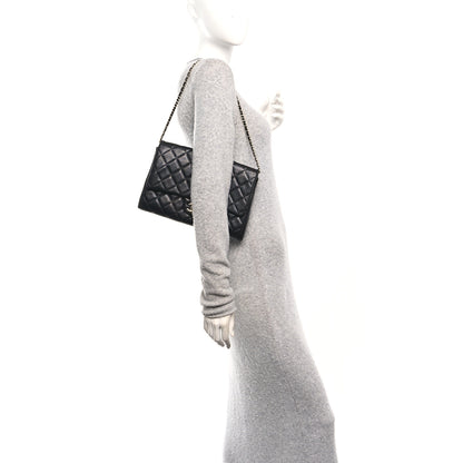 Chanel Lambskin Quilted Clutch With Chain Flap Black 2 of 11