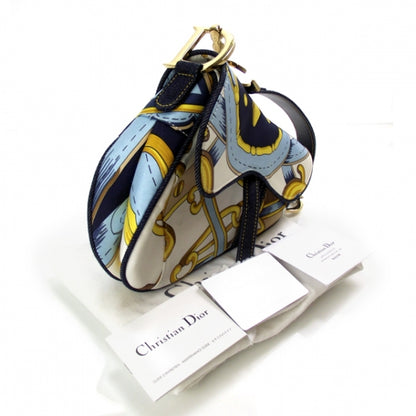 Christian Dior Silk Saddle Bag Blue 3 of 9