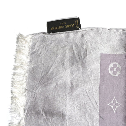 Louis Vuitton Wool Silk Monogram Denim Shawl Pearl Grey 3 of 3