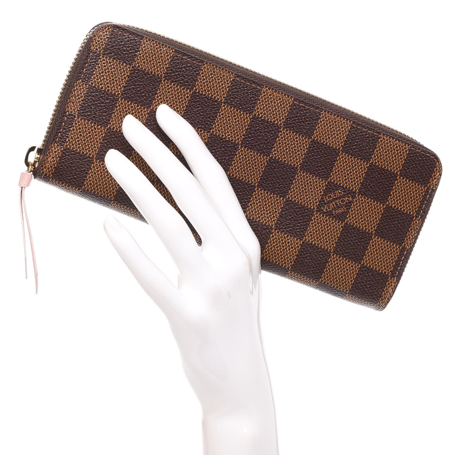 Louis Vuitton Damier Ebene Clemence Wallet Rose Ballerine 2 of 11