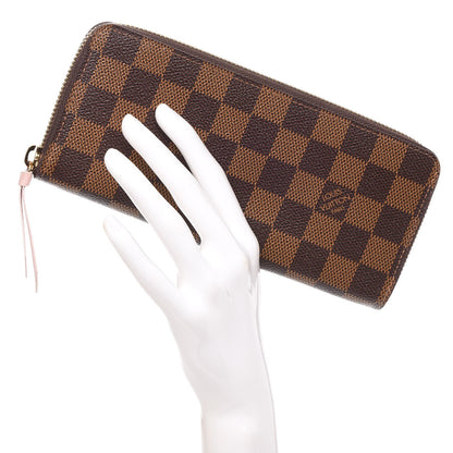 Louis Vuitton Damier Ebene Clemence Wallet Rose Ballerine 2 of 11