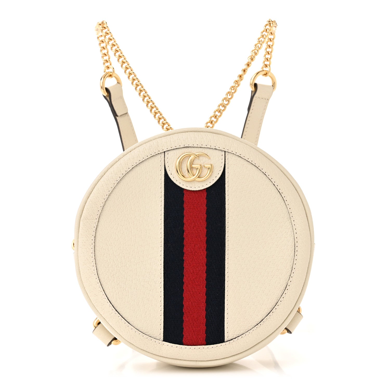Gucci Textured Calfskin Web Mini Ophidia Round Backpack Mystic White 1 of 11