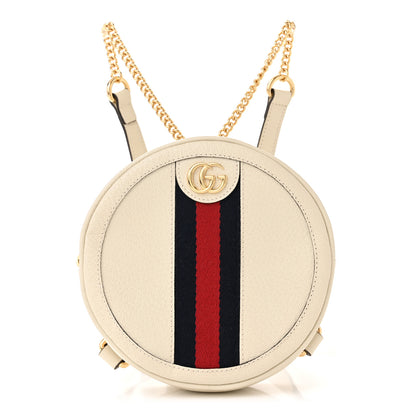 Gucci Textured Calfskin Web Mini Ophidia Round Backpack Mystic White 1 of 11
