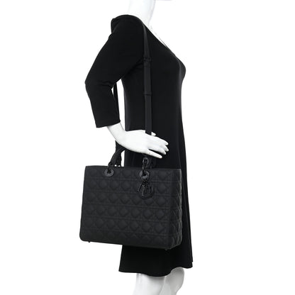 Christian Dior Ultra Matte Calfskin Cannage Large Lady Dior Black 2 of 12
